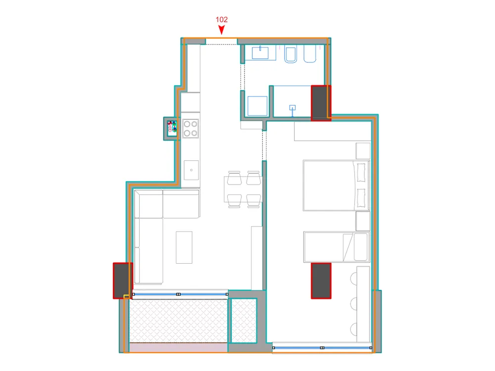 Furnished plan of A102