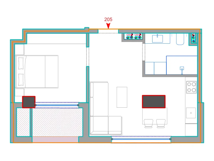 Furnished plan of B205