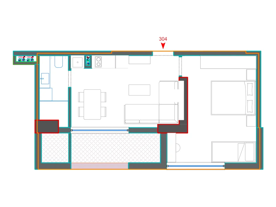 Furnished plan of B304