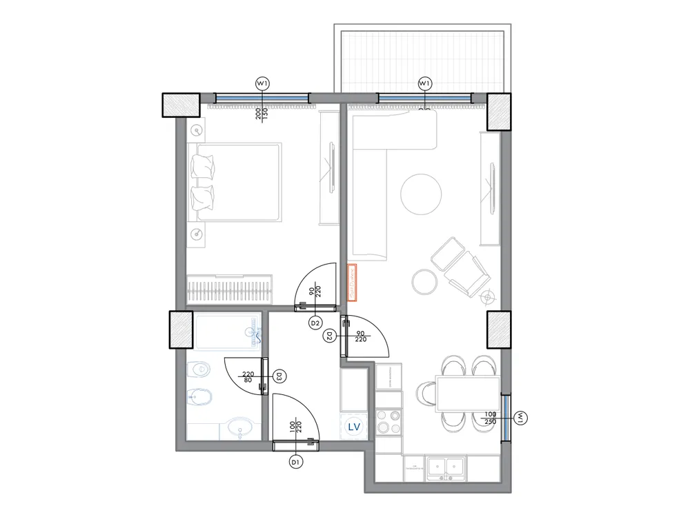 Furnished plan of PPR-A1-504