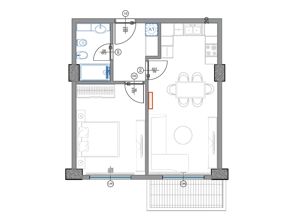 Furnished plan of PPR-A2-105