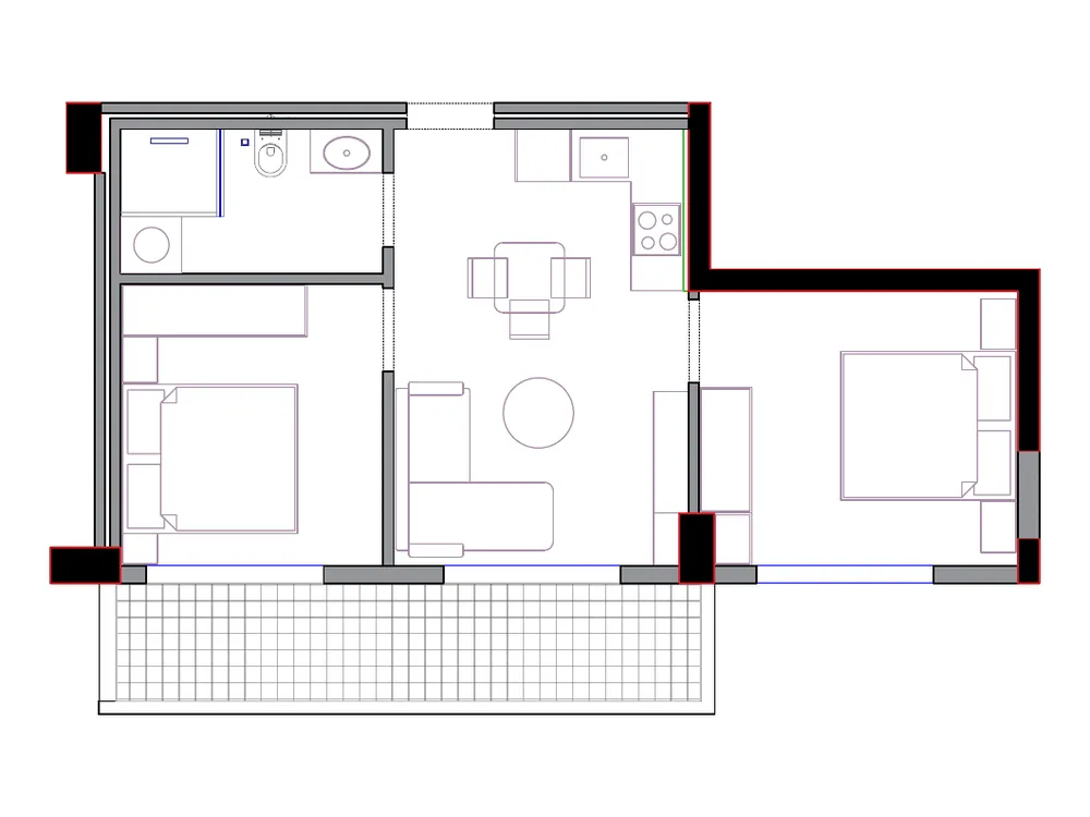 Furnished plan of PPR-A2-608