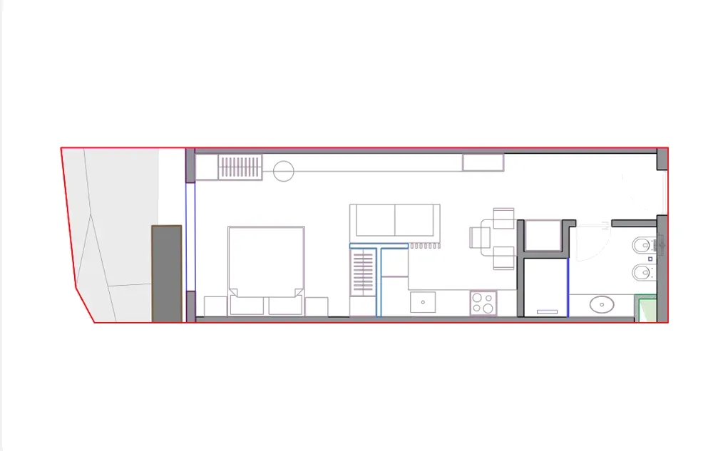 Rzut z umeblowaniem apartamentu SST-B2-209