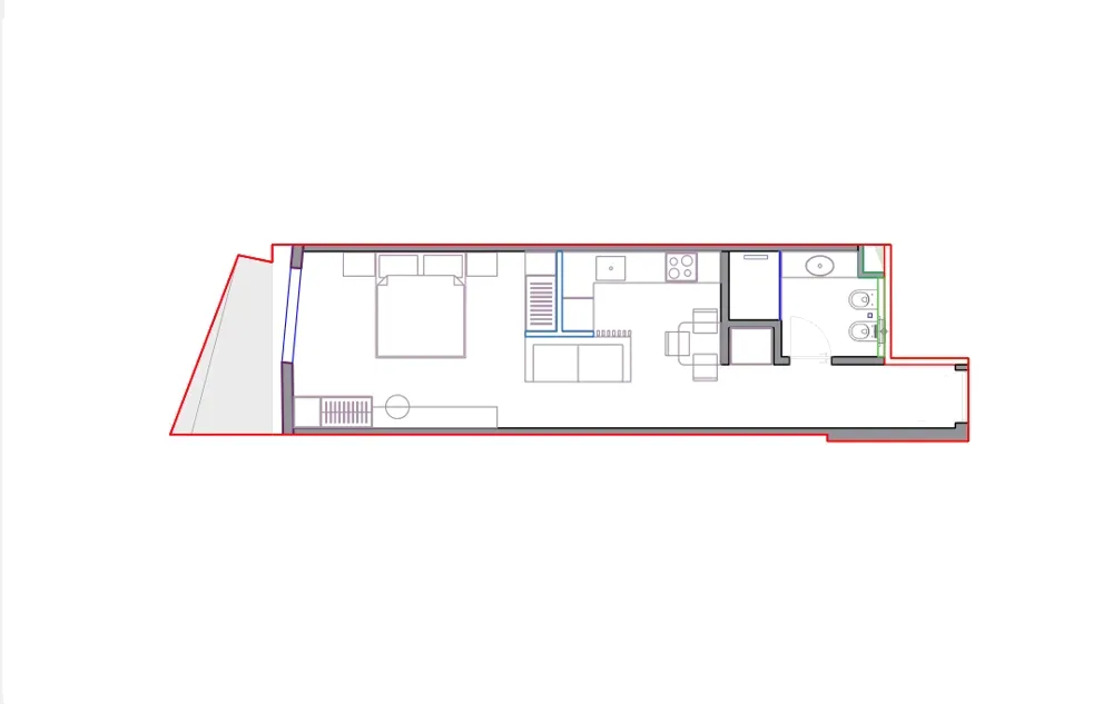 Planimetria e mobiluar e apartamentit SST-B2-219